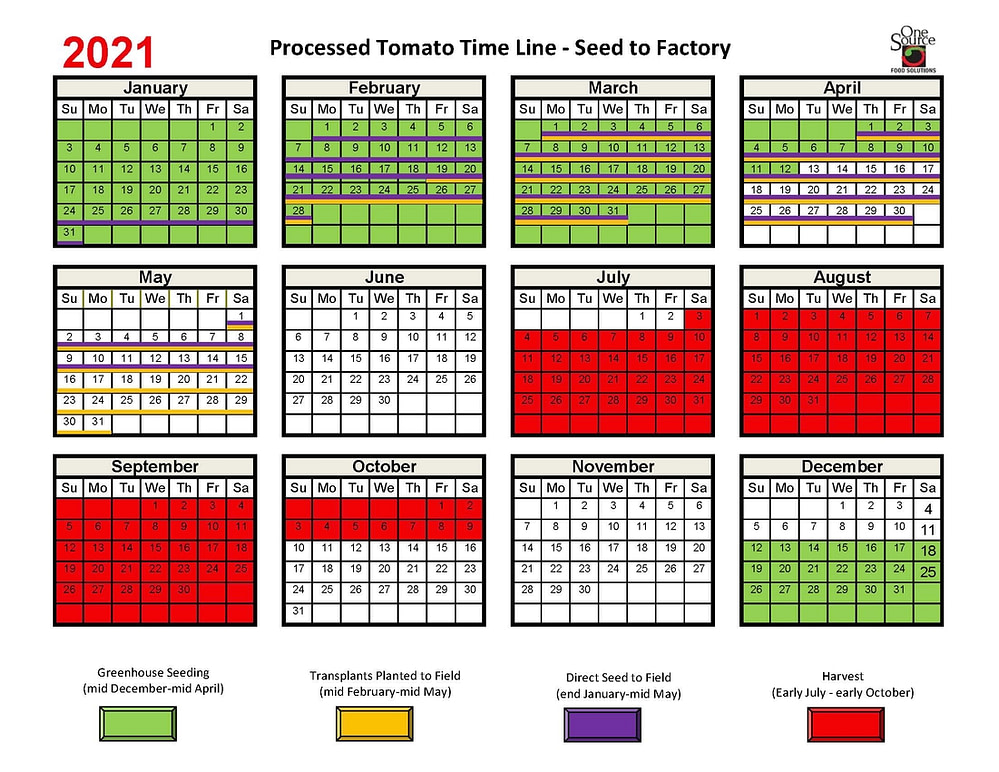 Harvest Timelines One Source Food Solutions Ridgefield, WA