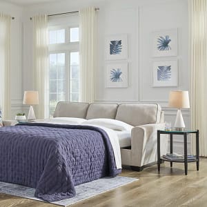 Cashton Beige sofa with queen sleeper and loveseat