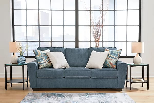 Cashton Blue sofa with queen sleeper and loveseat - Image 6