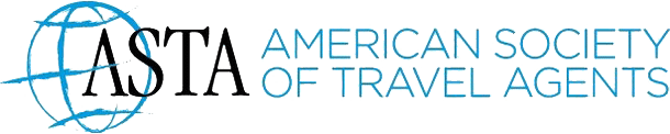 ASTA logo with a blue globe and the text 'American Society of Travel Agents'.